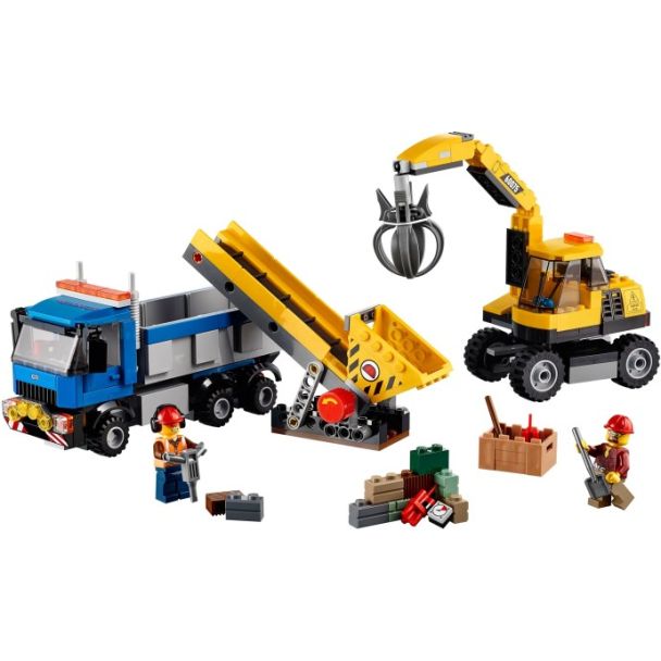 Excavator and Truck