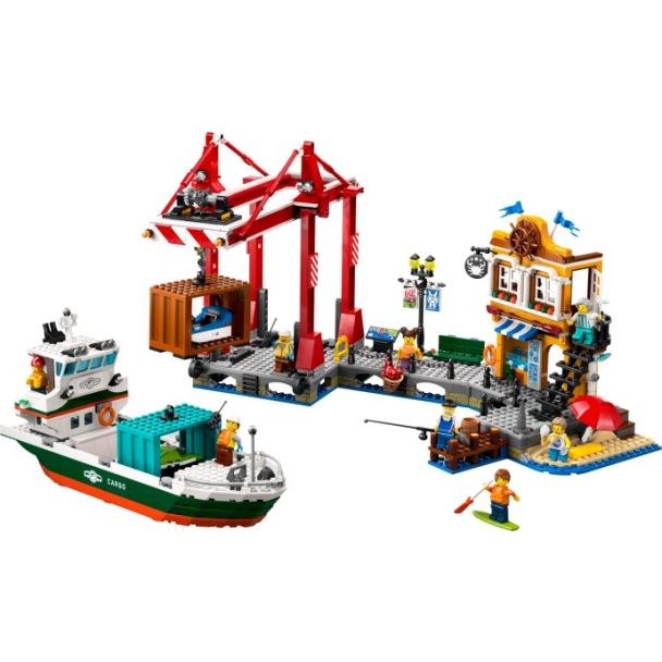 Seaside Harbour with Cargo Ship